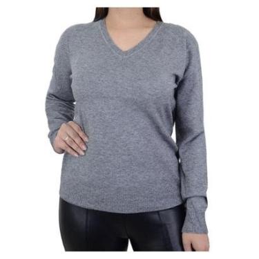 Imagem de Blusa Feminina City Lady By Mooncity Tricot Plus Size Cinza - 658092-Feminino