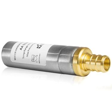 Imagem de GUOFIS Arrestore de martelo de água, 1/5.1 cm retentor de água de aço inoxidável, conexão de crimpagem F1807 PEX (1 pacote, aço inoxidável)