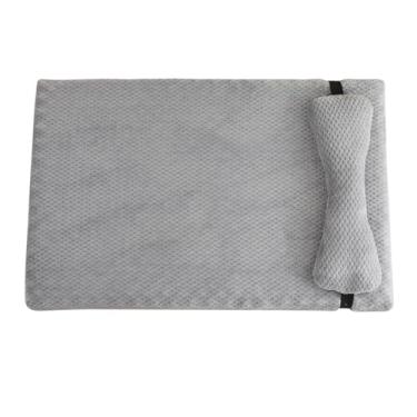 Imagem de Cama de cachorro para cães pequenos, cama curta de pelúcia para animais de estimação com forro à prova d'água e fundo antiderrapante, colchão de gato com travesseiro(Gray,17x11")