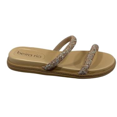 Imagem de Chinelo Slide Strass Duas Tiras Beira Rio 8488.105.27332 Cor:Ouro Rosado/Aurora Boreal;Tamanho:37