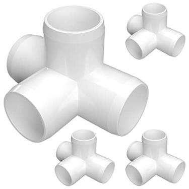 Imagem de FORMUFIT F0014WT-WH-4 T 4-Way Tee PVC Fitting, Mobiliário Grade, Tamanho 2,54 cm, Branco (pacote com 4)