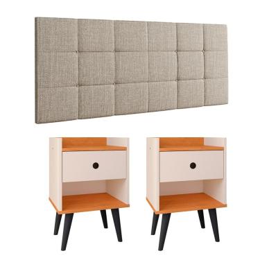 Imagem de Kit 2 Mesinhas Apoio Decore Nicho Pés Retrô Cabeceira Suspensa Bia Cama Box King 1,95 - Lojas RPM 