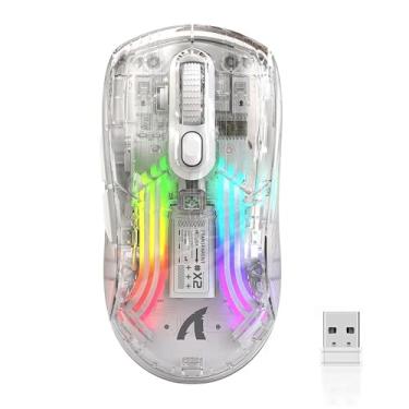 Imagem de Mouse Sem Fio Transparente | Duplo Modo 2.4G | Bluetooth | RGB Backlit | Recarregável | Alta Velocidade | Para PC e Mac | Branco