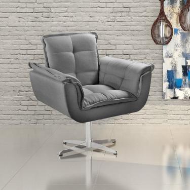 Imagem de Poltrona Giratória de Metal Bella Opala Decoração Sala Recepção Cinza
