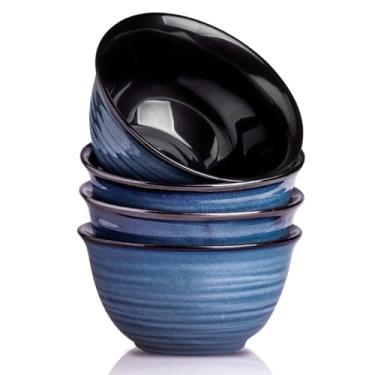 Imagem de Hasense Tigelas de sopa para cozinha, tigelas grandes de cereais de 1,134 g, tigelas de cerâmica de 17 cm para salada, macarrão, sopa, pipoca, lava-louças, micro-ondas, conjunto de 4 (azul)