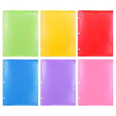 Imagem de Pastas de escritório - 6 Pastas Coloridas Com Bolsos | Pastas de papel de alta resistência tamanho A4 tamanho carta com bolsos e pinos para escola de escritório Generic