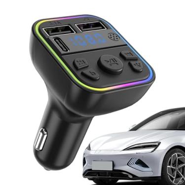Imagem de Transmissor FM, Transmissor FM para carro, Transmissor de rádio FM sem fio com reprodutor de música MP3, Adaptador de música para carro, chamada multifuncional e receptor de áudio para homens, mulhere