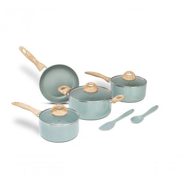 Imagem de Jogo De Panelas Antiaderentes 6 Peças Indução Ceramic Life Botanika Brinox - Verde Verde