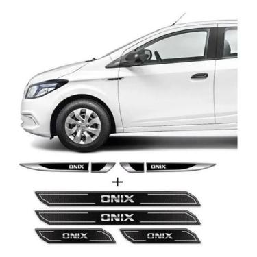 Imagem de Kit Aplique Lateral Adesivo Onix + Soleira Da Porta Protetor - Resitan