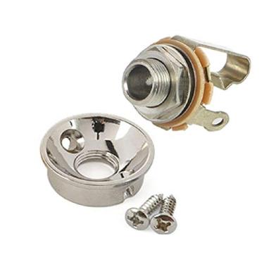 Imagem de Placa de tomada Electrosocket para Telecasters - Acabamento de níquel polido + Macaco Mono Switchcraft J11