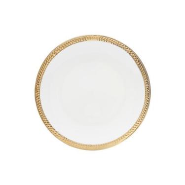 Imagem de Jogo 6 pratos 19 cm para sobremesa de porcelana branca e dourado Paddy