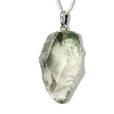 Imagem de Colar Pontinha Bruto Prasiolita Pedra Natural Pino Prata 950