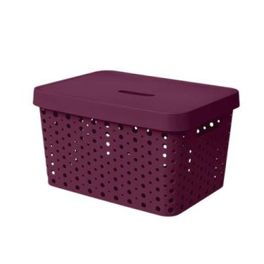 Imagem de Caixa Organizadora Trama Rattan 17l Usual Utilidades, Vermelho