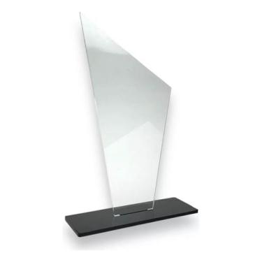 Imagem de Kit 10 Troféu Acrilico Cristal 2mm 10x18cm C/base Preta 3mm - CNC Soro