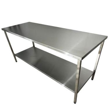 Imagem de Mesa Aço Inox Industrial 160x70x90 cm Plano Liso Nortinox