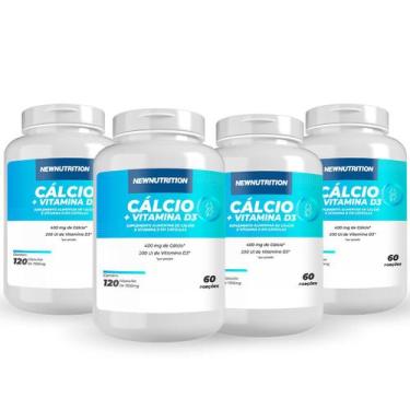 Imagem de Combo 4 Cálcio Com Vitamina D3 120 Cápsulas NEWNUTRITION, Natural, Úni