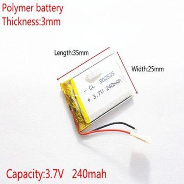 Imagem de Bateria 3.7v 240 Mah 3mm X25mm X35mm 2 Fios 302535 - KMIG