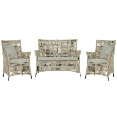 Imagem de Jogo Sofá e 2 Poltronas de Área Igapó Alumínio Pintura Marrom Corda Ná