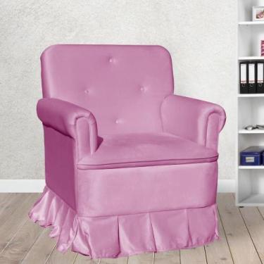 Imagem de Poltrona Amamentação Laura Veludo Rosa Chiclete - LM DECOR
