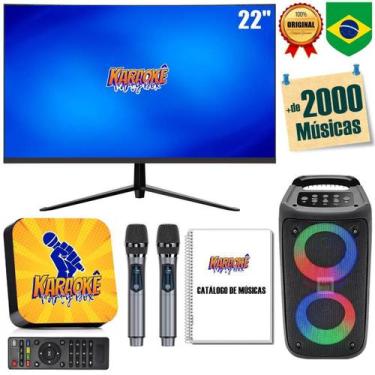 Imagem de Karaoke +Monitor +Caixa De Som +2 Microfone Sem Fio +Catálog - Karaokê