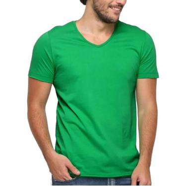Imagem de Kit 3 Camisetas Gola V Masculina Básica Lisa Algodão Blusa - Vesttuari