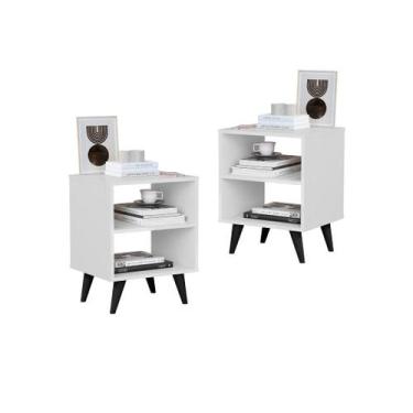 Imagem de Kit 2 Mesa De Cabeceira Encanto Quarto Modelo Retrô - E-NOVA MÓVEIS, B