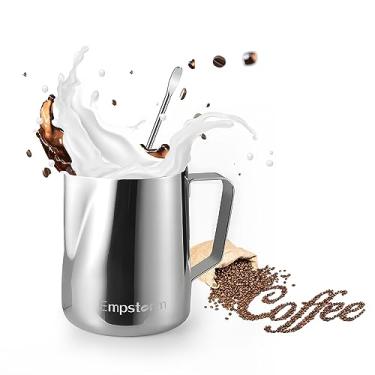 Imagem de Jarro de espuma para vaporizador de leite, adequado para café americano, chocolate quente, aço inoxidável, 350 ml, para máquinas de café por gotejamento para máquinas de café expresso