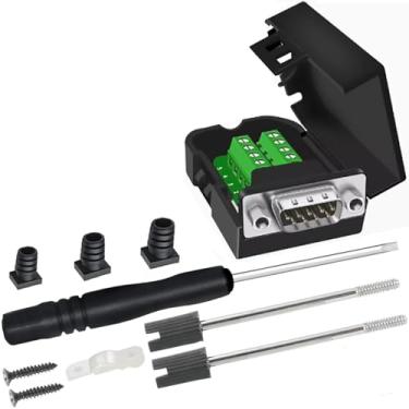 Imagem de Meskliu Conector de breakout DB9, conector sem solda DB9, RS232 D-SUB adaptadores seriais macho 9 pinos placa de fuga módulo sem solda com caixa parafusos longos tubo de cauda