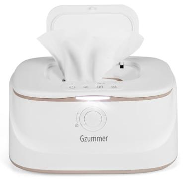 Imagem de Aquecedor de lenços umedecidos e dispensador de lenços umedecidos para bebês, 3 lenços de grande capacidade com controle de temperatura para bebês com luz noturna (branco puro)