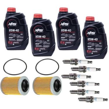 Imagem de Kit de troca de óleo sintético completo Edwards serve para Sea Doo Spark 900 W/anel de vedação de filtro e velas de ignição NGK, pacote com 2