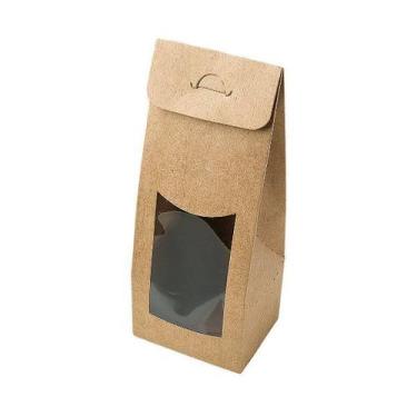 Imagem de Caixa Sacolinha com Visor G (12cm x 23m x 6cm) Kraft 10 unidades Assk 