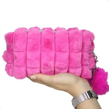 Imagem de Estojo Necessaire Pelúcia Escolar Amplo Espaço Alça e Pompom - KNIMP, 