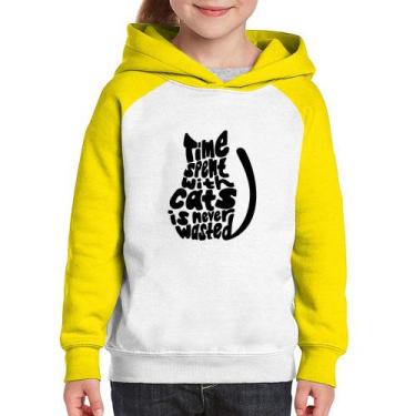 Imagem de Moletom Infantil Time spend with cats is never wasted - Foca na Moda, 