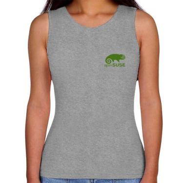 Imagem de Regata Feminina openSUSE Linux - Foca na Moda, Cinza, M