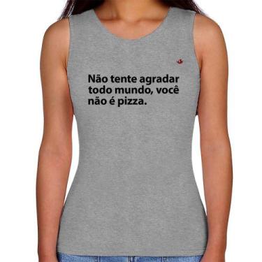 Imagem de Regata Feminina Você não é pizza - Foca na Moda, Cinza, M