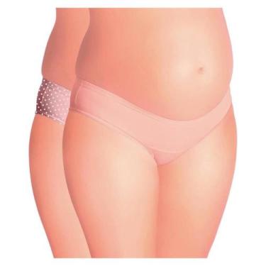 Imagem de Kit com 2 Calcinhas Gestante Nude/Rosa Poá Love Secret 42314 Cotton, G