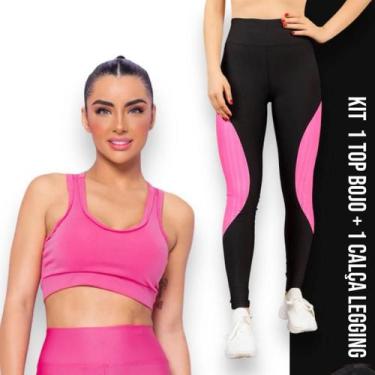 Imagem de Kit conjunto TOP ALÇA MÉDIA bojo + CALÇA LEGGING REDINHA Feminino Acad