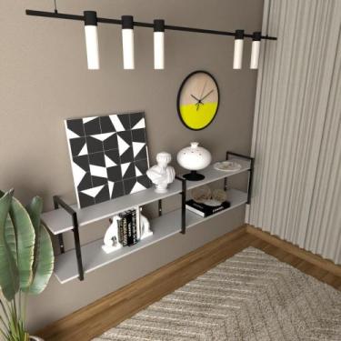 Imagem de Aparador Prateleira industrial sala estar branco off white escritorio 