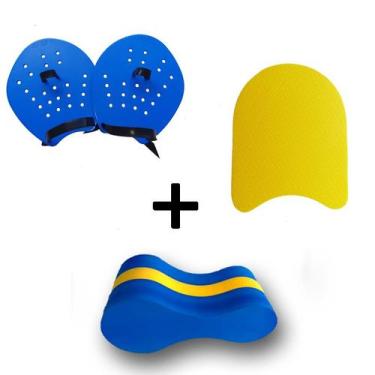Imagem de Kit Palmar + Prancha G + Flutuador Para Treino de Natação Profissional