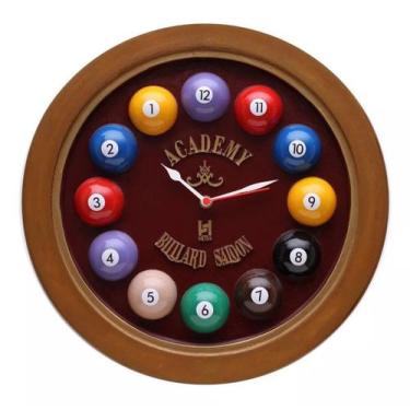 Imagem de Relógio Decorativo Parede de Fibra - Billiard Bordô - Anti-horário 725