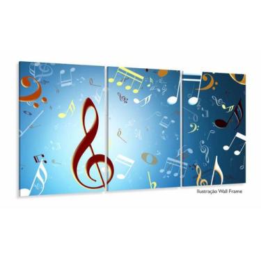 Imagem de Quadro Decorativo Notas Musicais 120x60 3 peças - Wall Frame