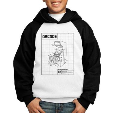 Imagem de Moletom Infantil Arcade Fliperama Projeto - Foca na Moda, Branco, Pret
