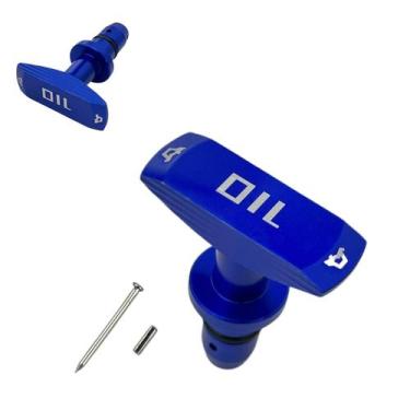 Imagem de Puxador Vareta Óleo Universal Azul Esportiva Alumínio Carro - Estilo B