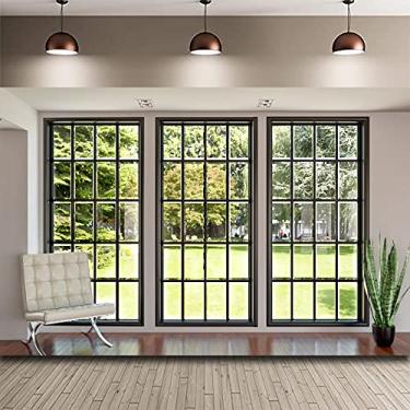 Imagem de CSFOTO Pano de fundo de janela de poliéster de 1,5 x 0,9 m para fotografia, vídeo, escritório, zoom, reunião, videoconferência, sala de estar, pano de fundo