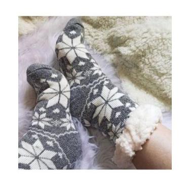 Imagem de Meia Pantufa Infantil: Lã Forrada com Pelúcia e Solado Antiderrapante 
