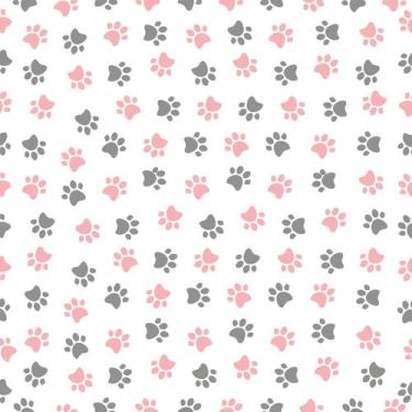 Imagem de Papel De Parede Adesivo AutoColante Vinil Animal Patinhas Rosinhas e C