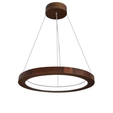 Imagem de Lustre LED 33W Sirius Pendente Madeira Sala Jantar arco 60cm - Madeluz