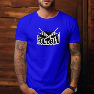 Imagem de Camiseta Masculina Casual Estampada Moderna Polo Blu em Algodão do P a
