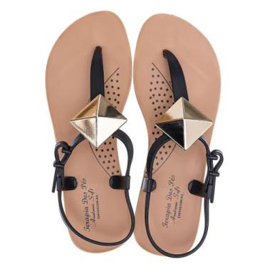 Imagem de Sandalia Feminina Confortavel Anatômica Terapia dos Pés, Dourado