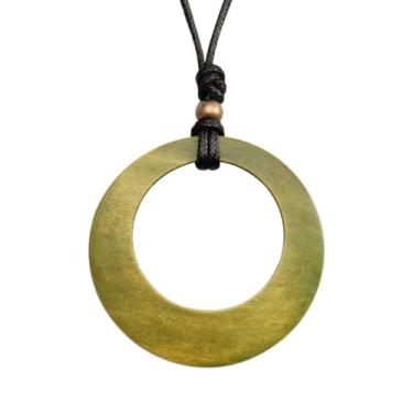 Imagem de GelConnie Colares de madeira femininos de couro, turquesa, longo, boêmio, em camadas, hippie, joia boêmia, para mulheres, Couro sintético, Sem Pedra Preciosa